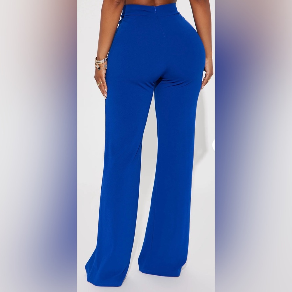 High Waisted Wide Leg Dress Pants Royal Blue Size L NWT - Picture 3 of 7